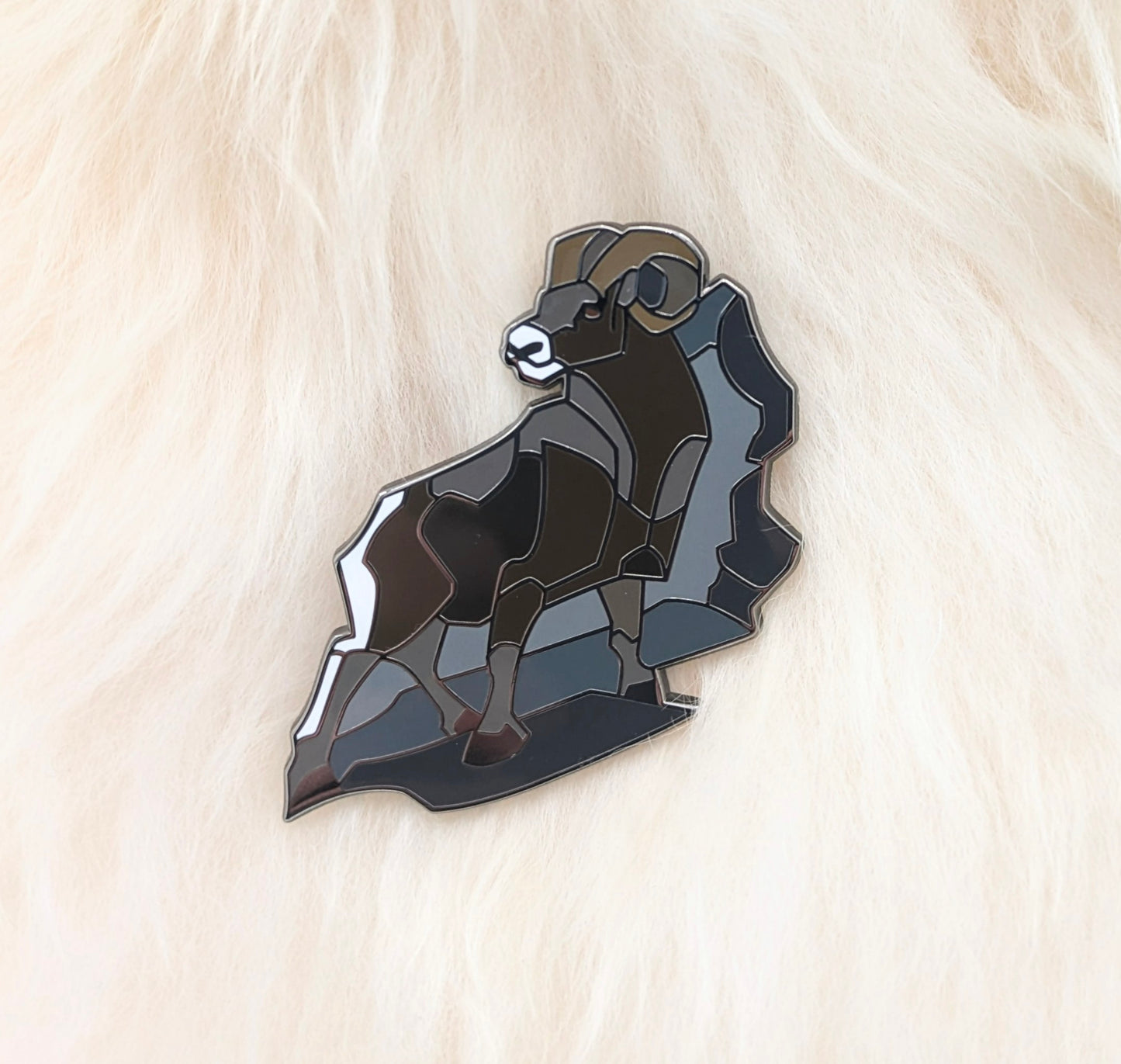 Bighorn Sheep Hard Enamel Pin | Ram Pin | Animal Pin | Art Deco