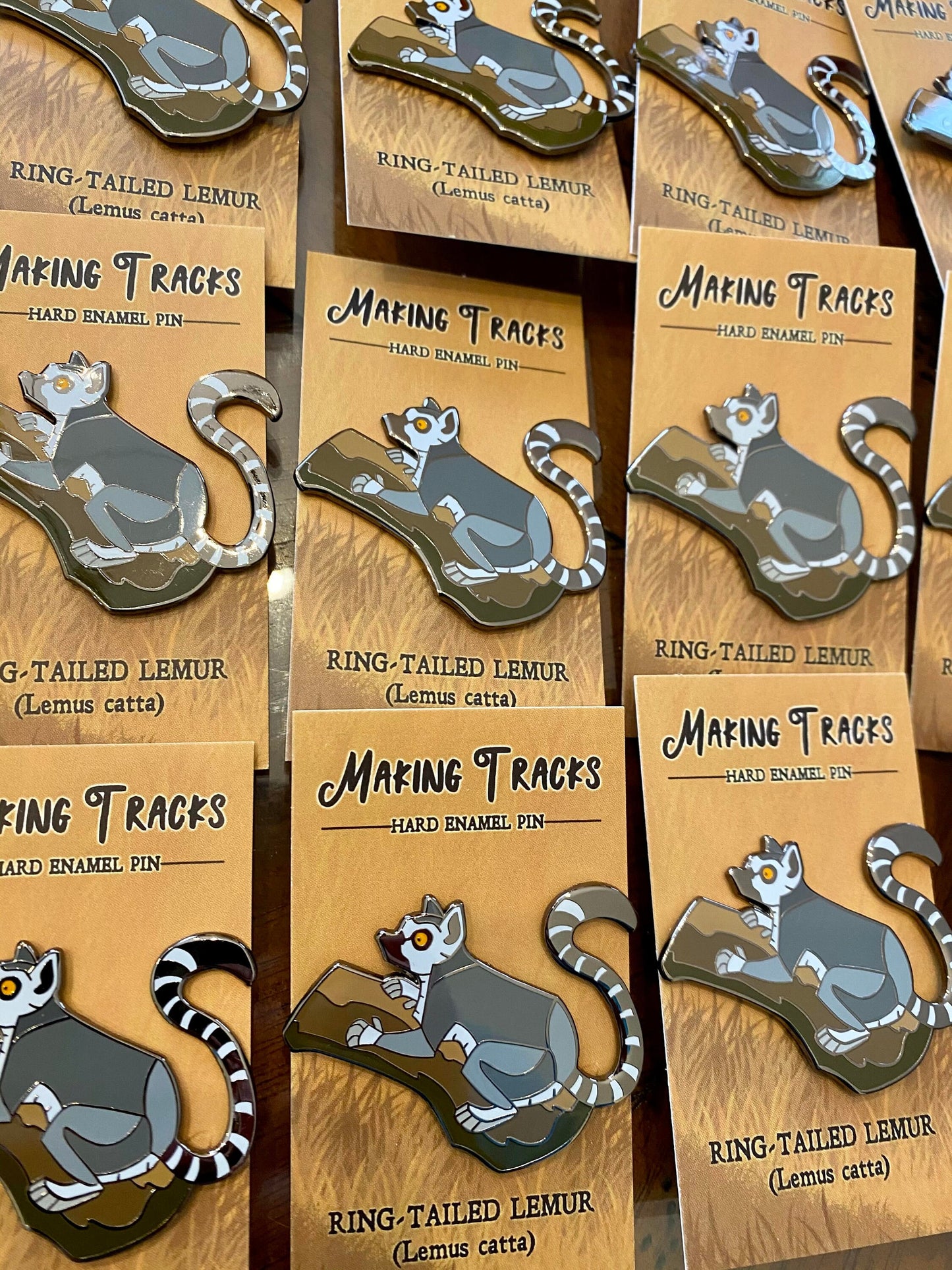 Ring Tailed Lemur Hard Enamel Pin | Lemur Pin | Animal Pin | Art Deco