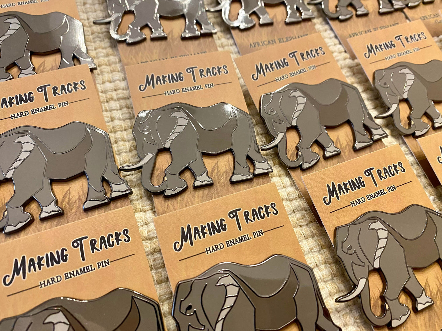 African Elephant Hard Enamel Pin | Elephant Pin | Animal Pin | Art Deco