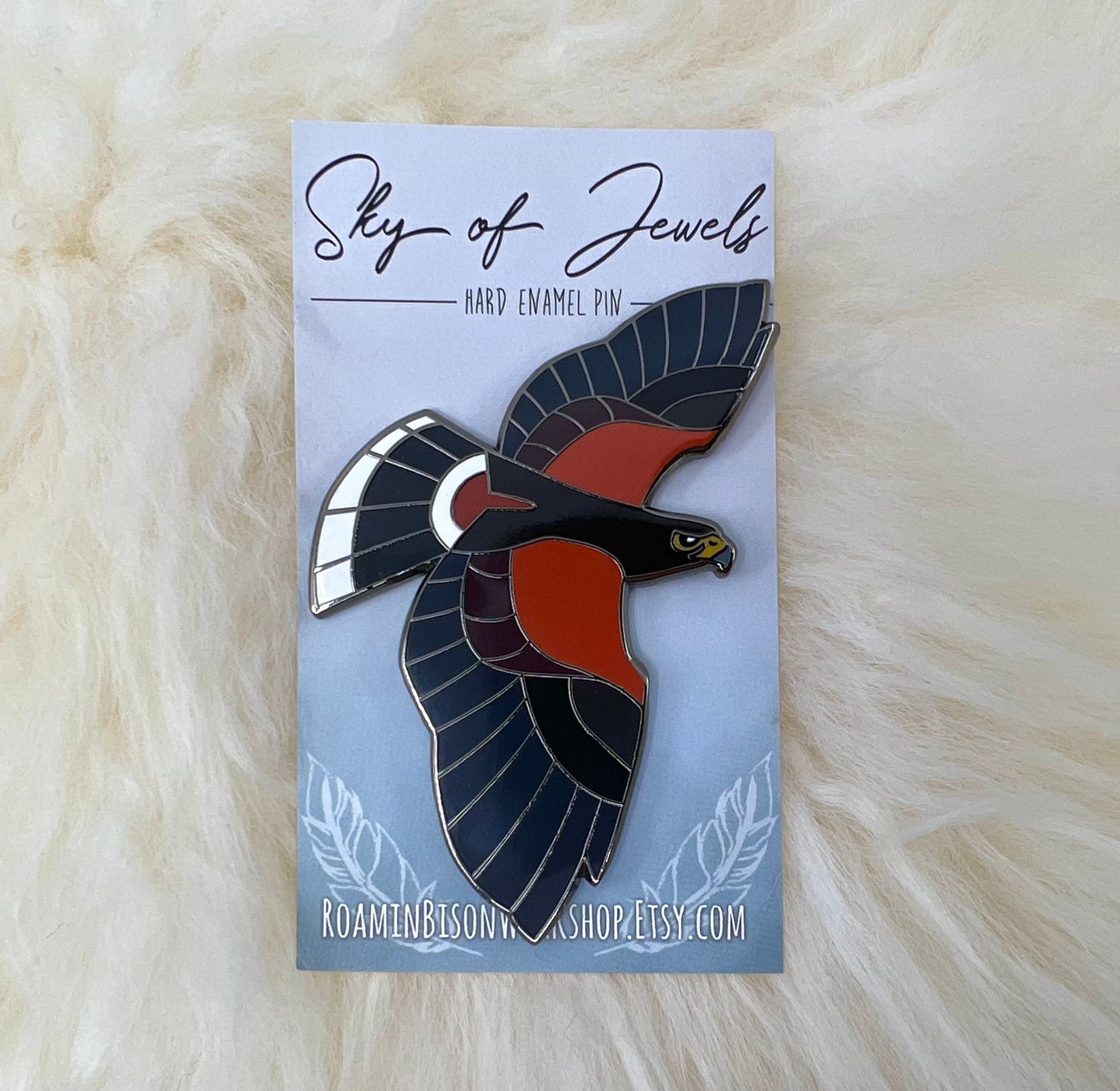 Harris Hawk Hard Enamel Pin | Hawk Pin | Bird Pin | Art Deco