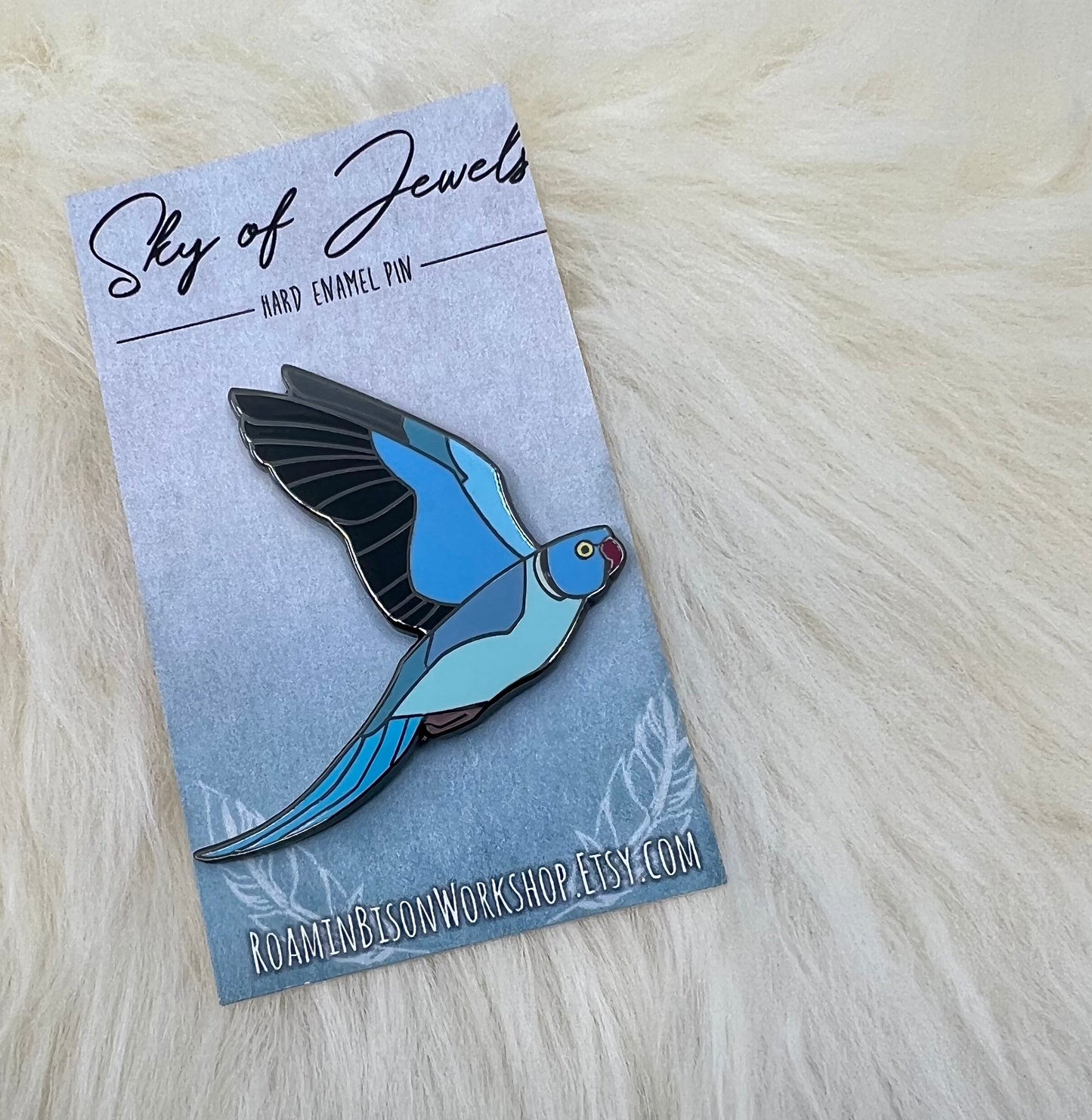 Blue Indian Ringneck Parakeet Hard Enamel Pin | Ringneck Pin | Bird Pin | Art Deco