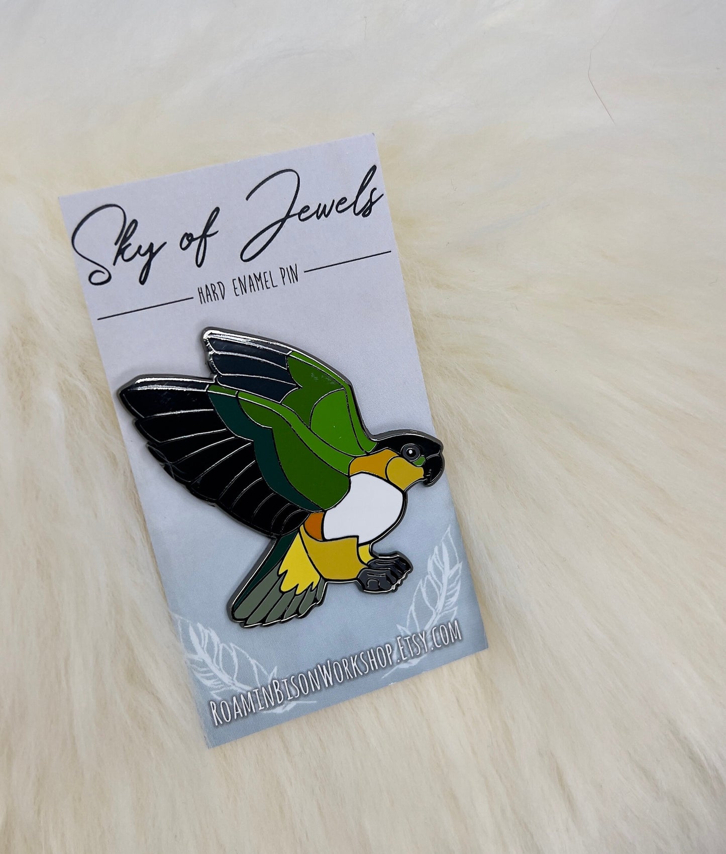 Black Headed Caique Parrot Bird Enamel Pin
