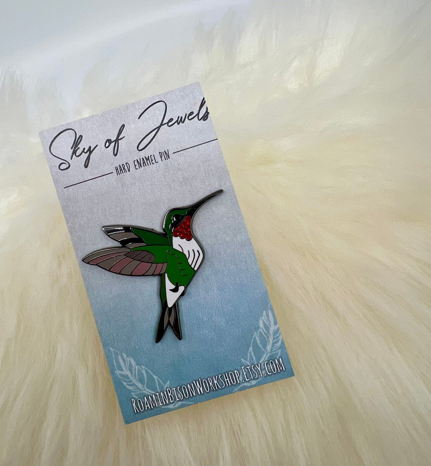 Ruby Throated Hummingbird Hard Enamel Pin | Hummingbird Pin | Bird Pin | Animal Pin | Art Deco