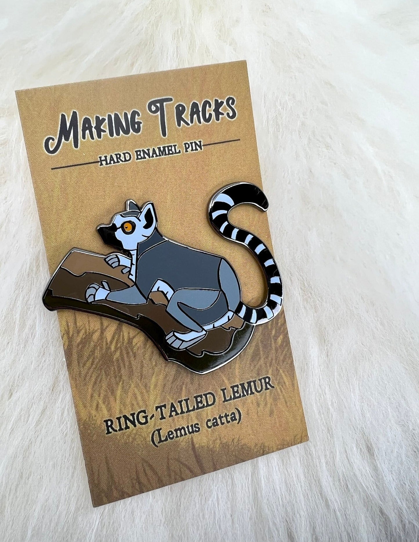 Ring Tailed Lemur Hard Enamel Pin | Lemur Pin | Animal Pin | Art Deco