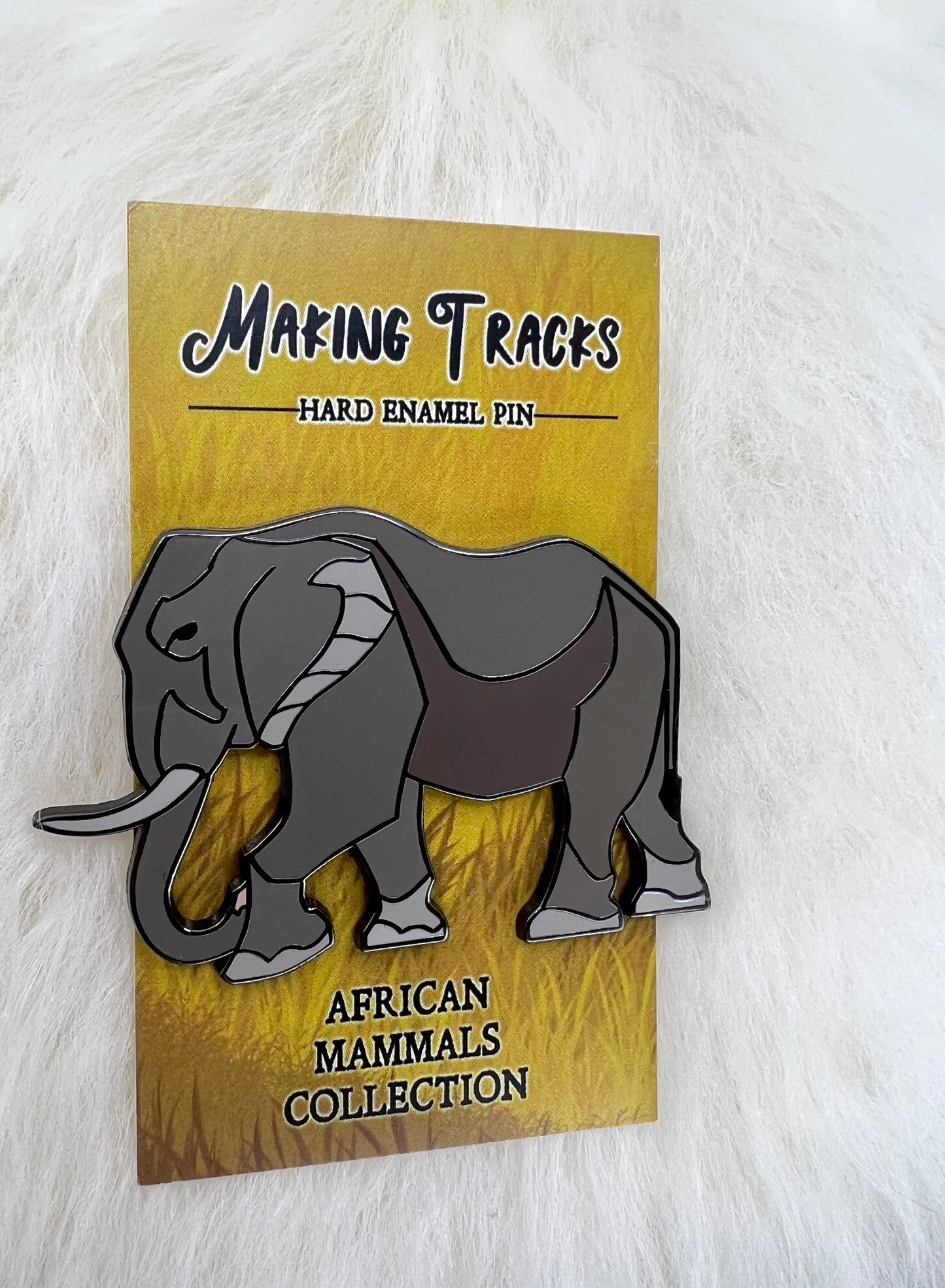 African Elephant Hard Enamel Pin | Elephant Pin | Animal Pin | Art Deco