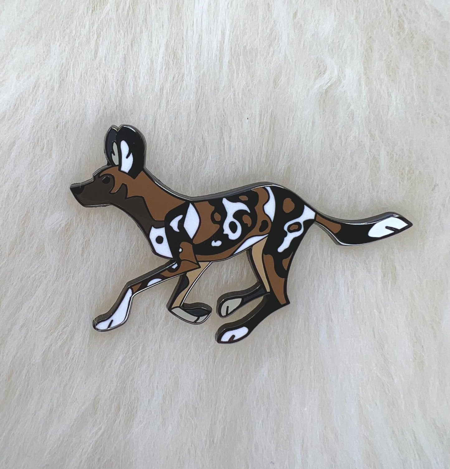 African Wild Dog Hard Enamel Pin | African Wild Dog Pin | Animal Pin | Art Deco