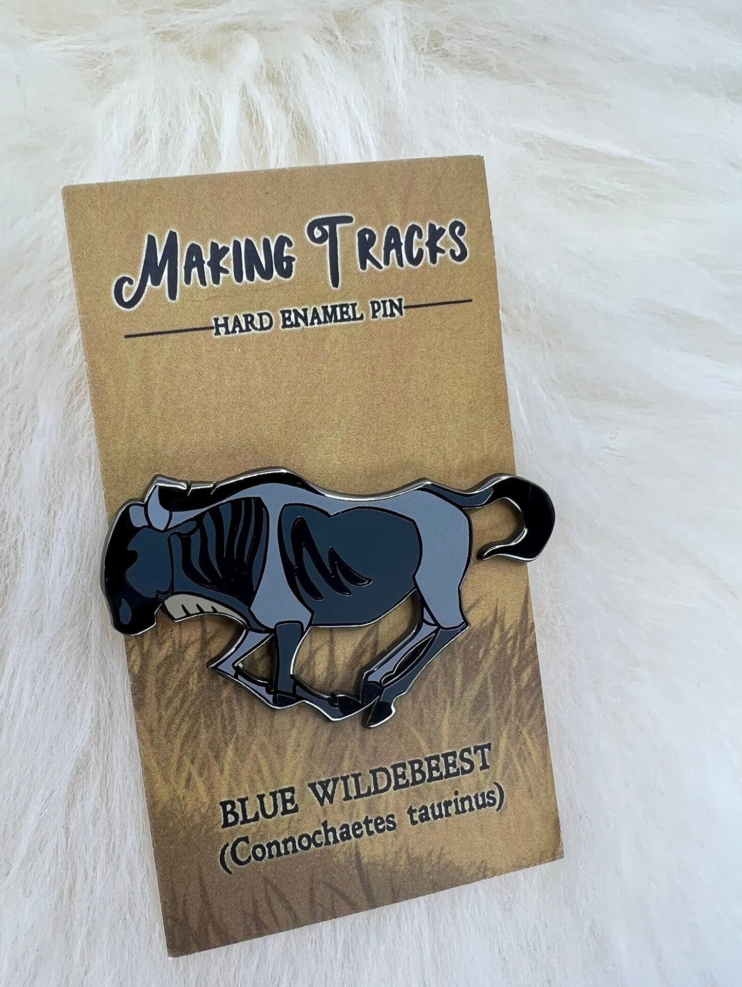 Blue Wildebeest Hard Enamel Pin | Wildebeest Pin | Animal Pin | Art Deco