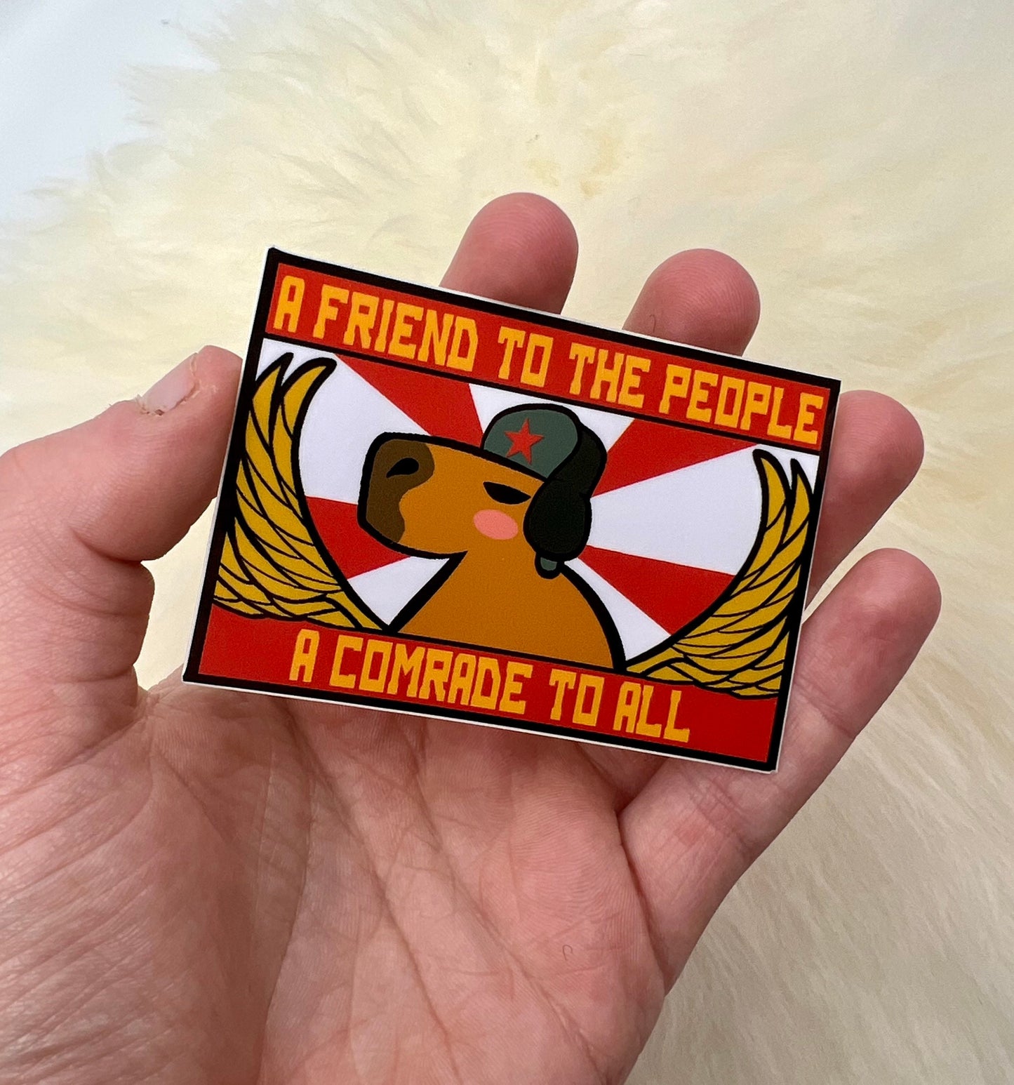 Comrade Capybara Sticker | Commie Capybara | Political Sticker | Funny Sticker | Capybara Sticker | FREE SHIPPING