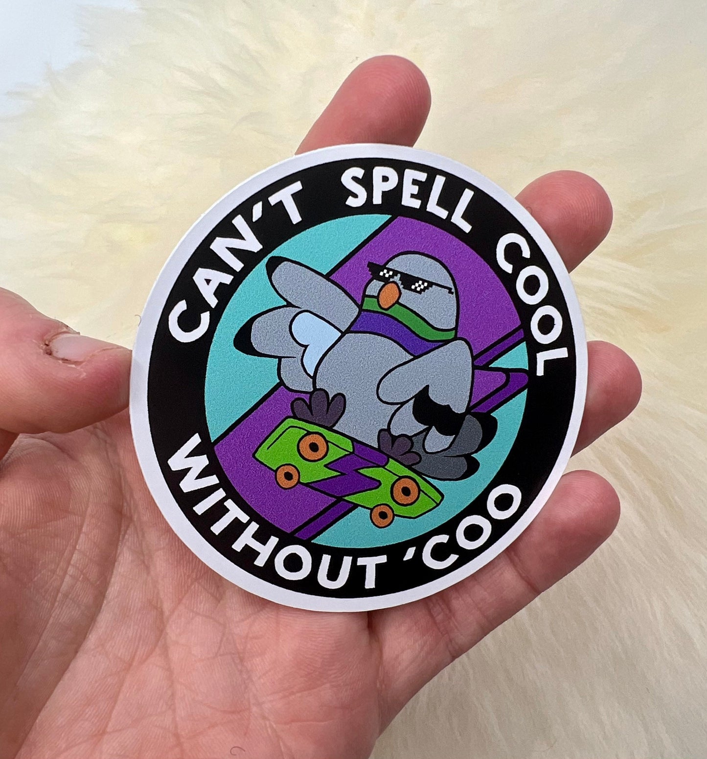 Can't Spell Cool Without Coo' Vinyl Sticker | Pigeon Sticker | Bird Sticker | Funny Sticker | FREE SHIPPING