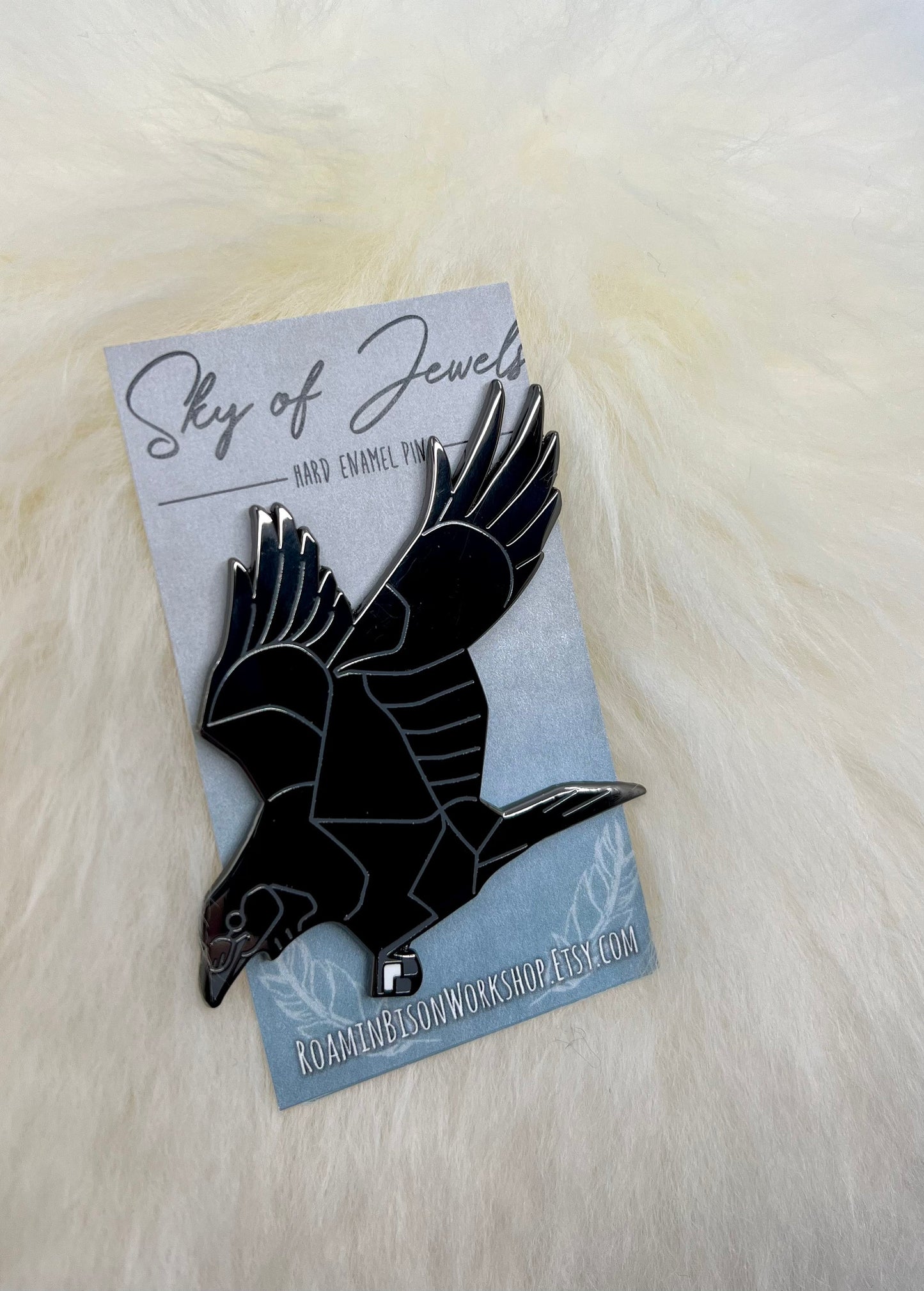 Raven Hard Enamel Pin | Raven Pin | Crow Pin | Bird Pin | Art Deco