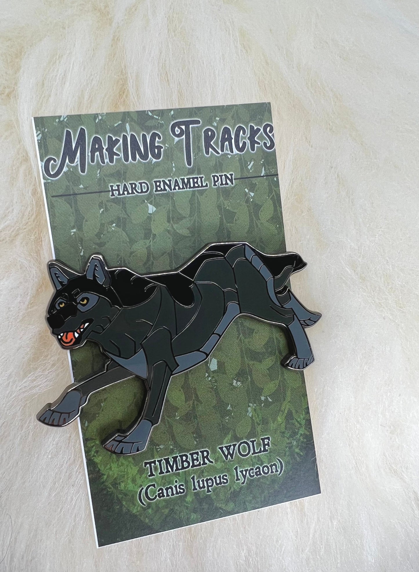 Black Wolf Hard Enamel Pin | Wolf Pin | Animal Pin | Art Deco