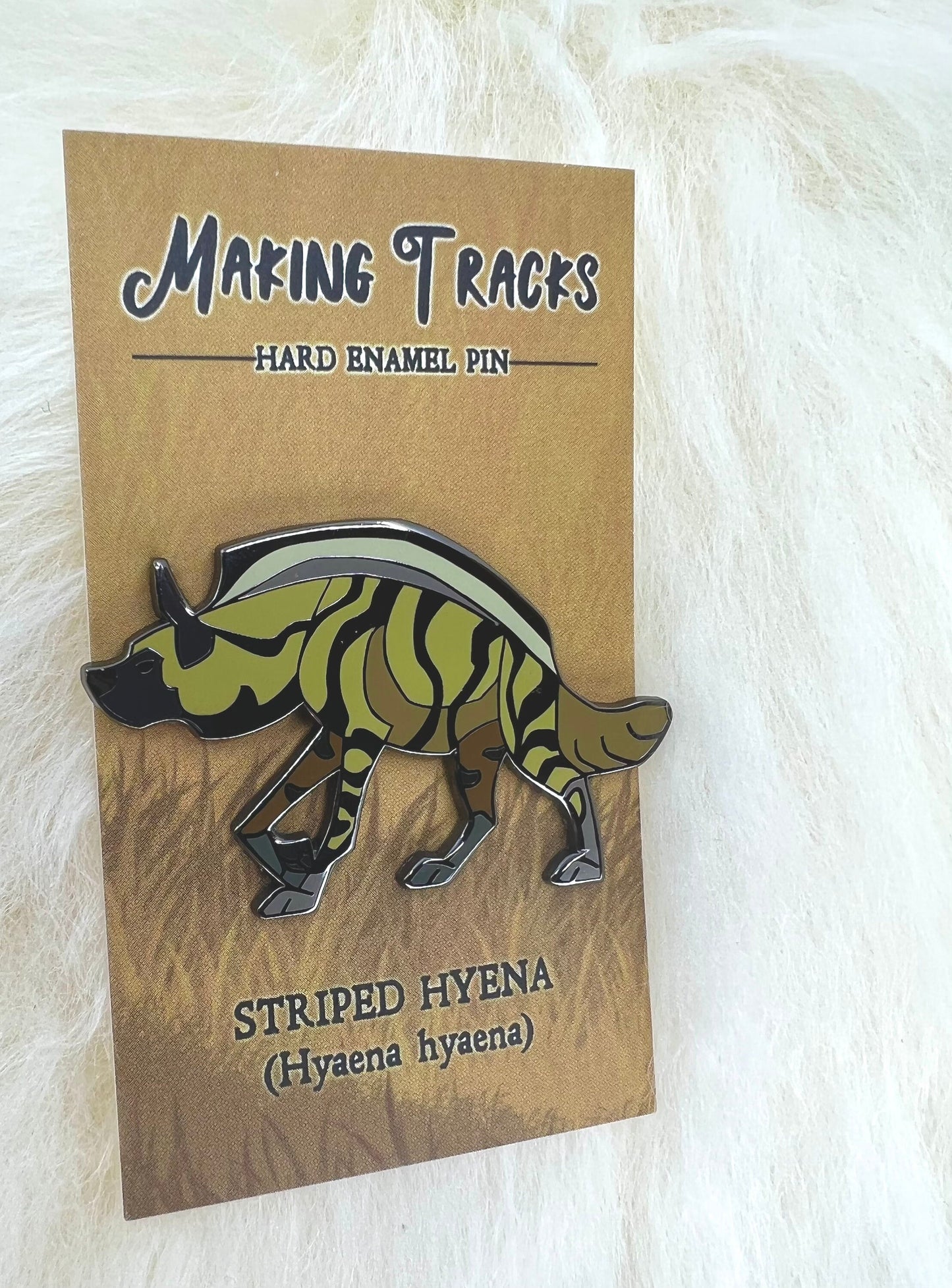 Striped Hyena Hard Enamel Pin | Striped Hyena Pin | Aardwolf Pin | Animal Pin | Art Deco