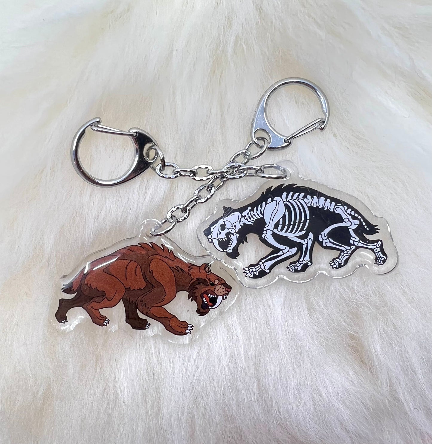 Saber Tooth Tiger Keychain | Smilodon Keychain | Ice Age Keychain Charm