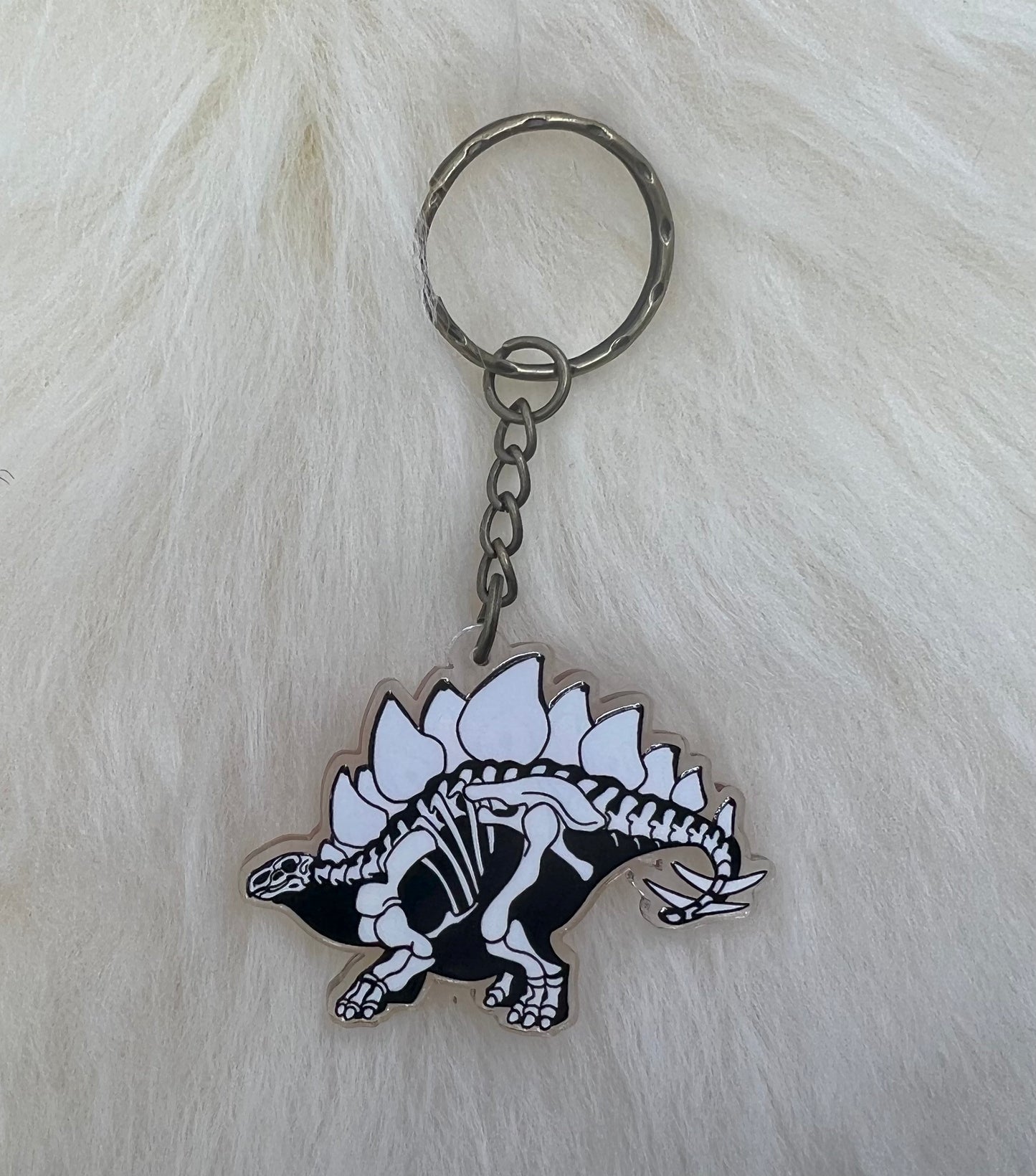Stegosaurus Keychain | Dinosaur Keychain | Fossil Keychain | Double Sided