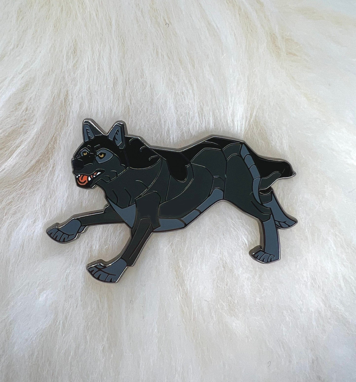 Black Wolf Hard Enamel Pin | Wolf Pin | Animal Pin | Art Deco