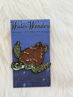 Sea Turtle pin on an artistic backer card