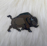 American Bison pin on white lambskin fur