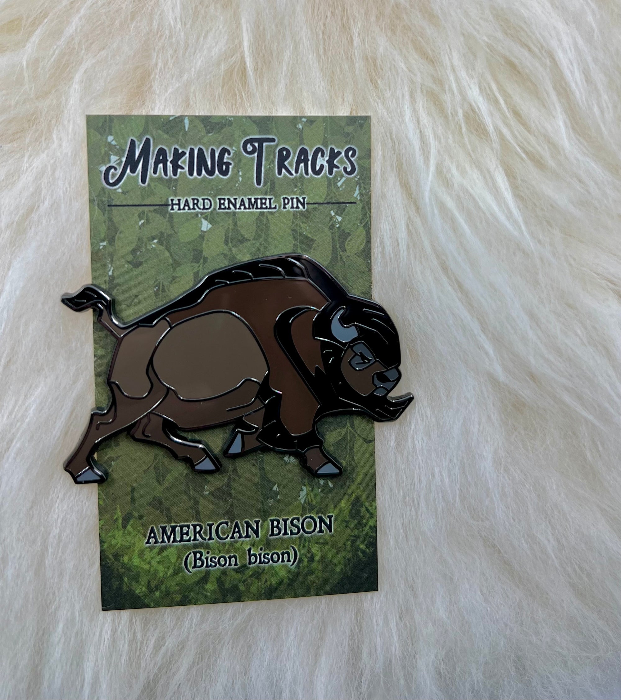 American Bison pin on an artistic backer card