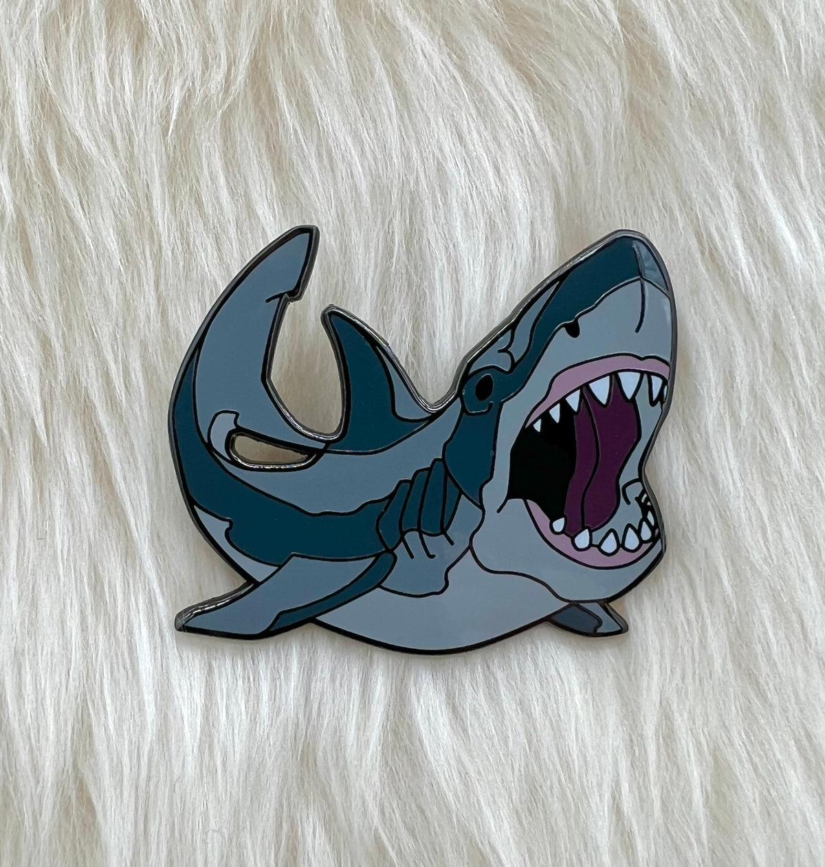 Great White Shark pin on lambskin