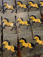 Multiple Buckskin horse pin on artistic backer card