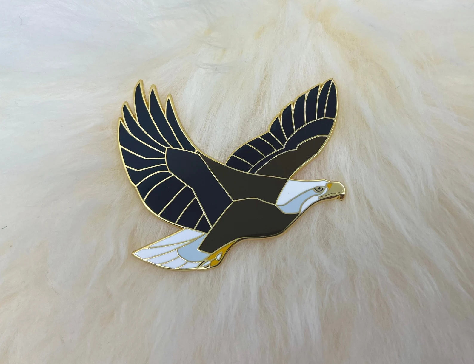 Bald Eagle pin on lambskin