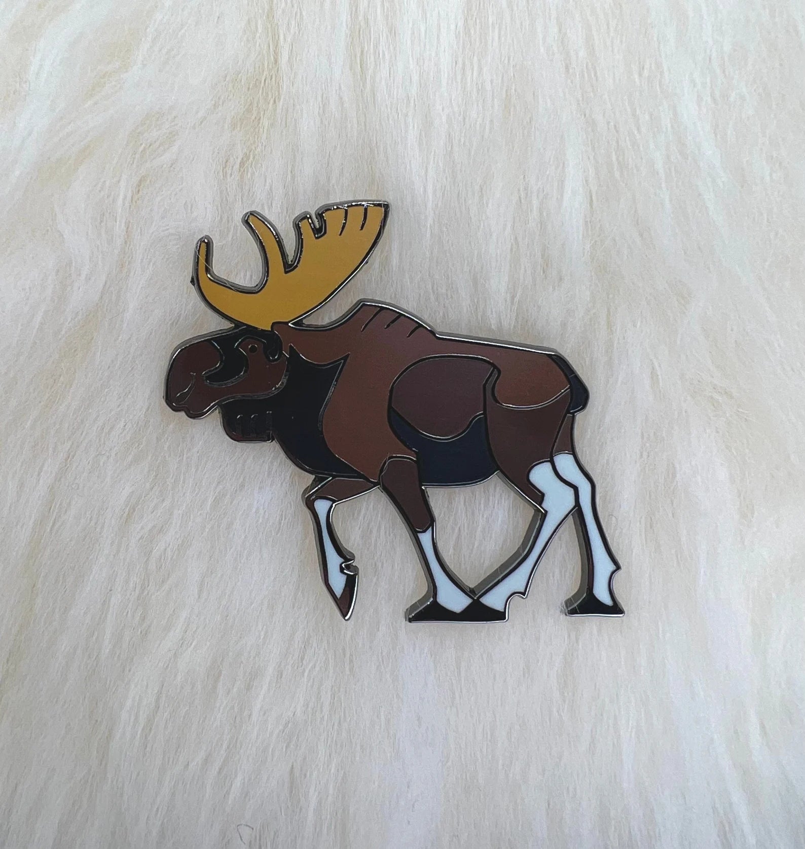 moose pin on lambskin