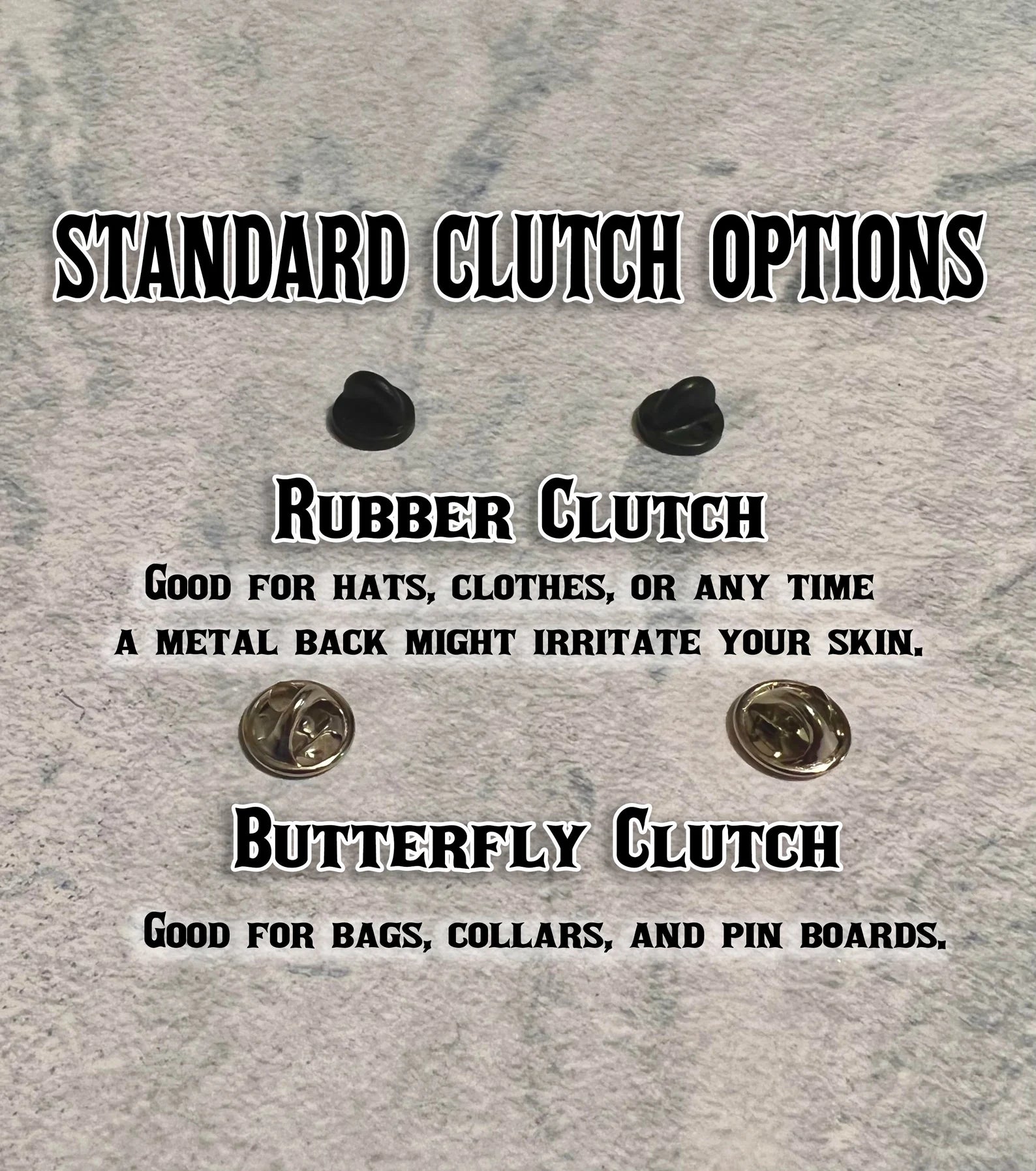 Pin backer descriptions