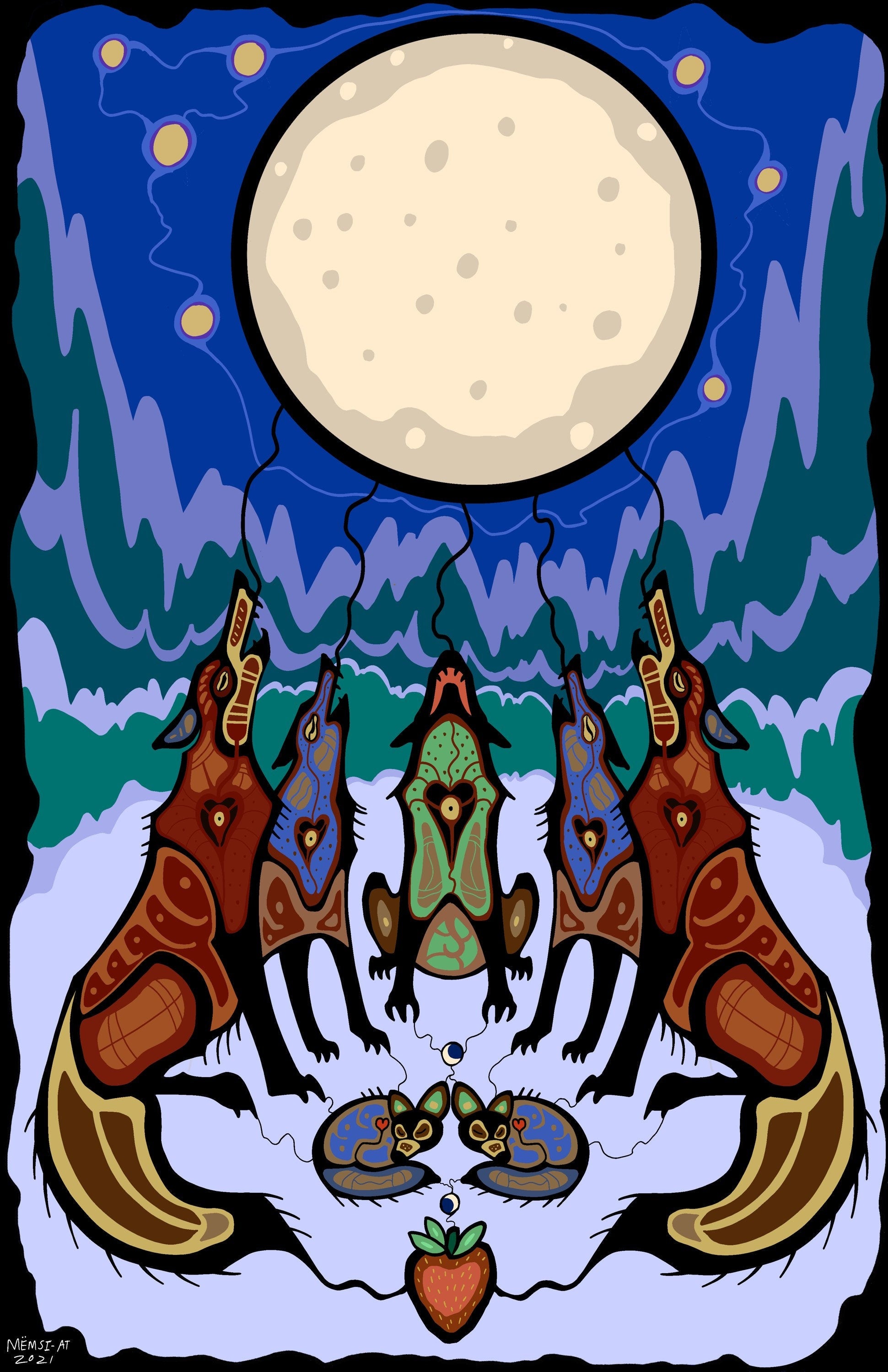Tëwènama - Family Art Print | Eastern Woodlands Art Print | Wolf Art