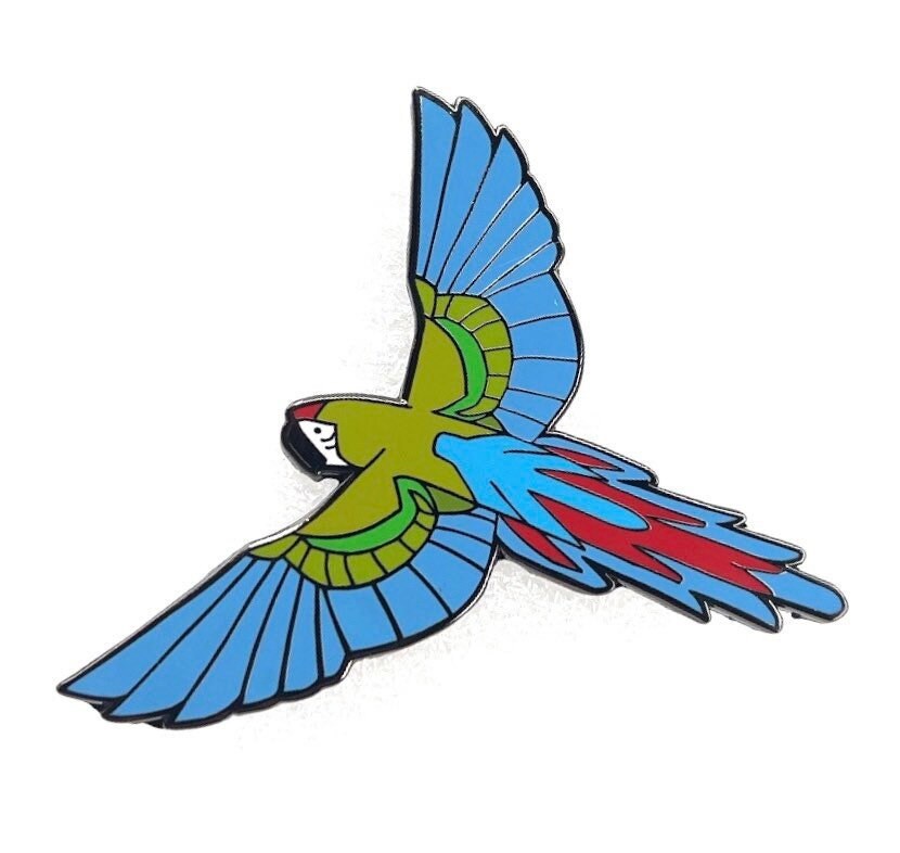 Military Macaw Hard Enamel Pin | Macaw Pin | Bird Pin | Art Deco