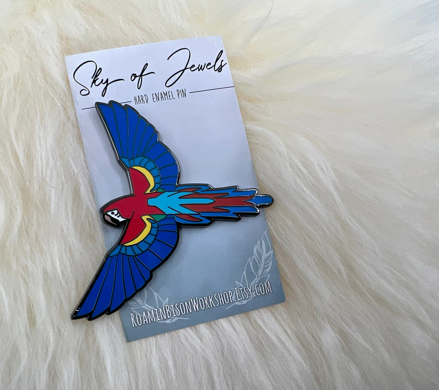 Scarlet Macaw Hard Enamel Pin | Art Deco |
