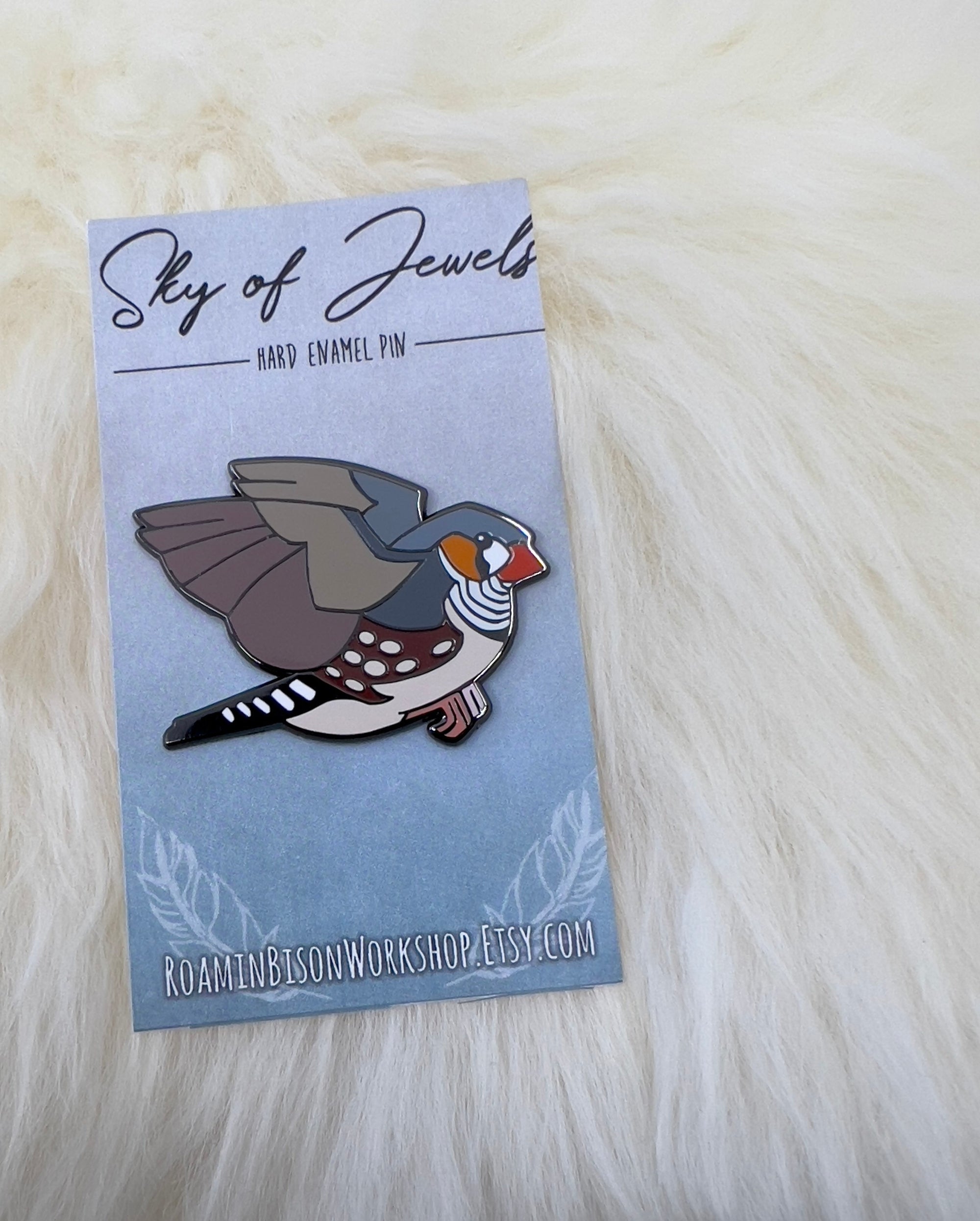 Zebra Finch Hard Enamel Pin | Finch Pin | Bird Pin | Art Deco