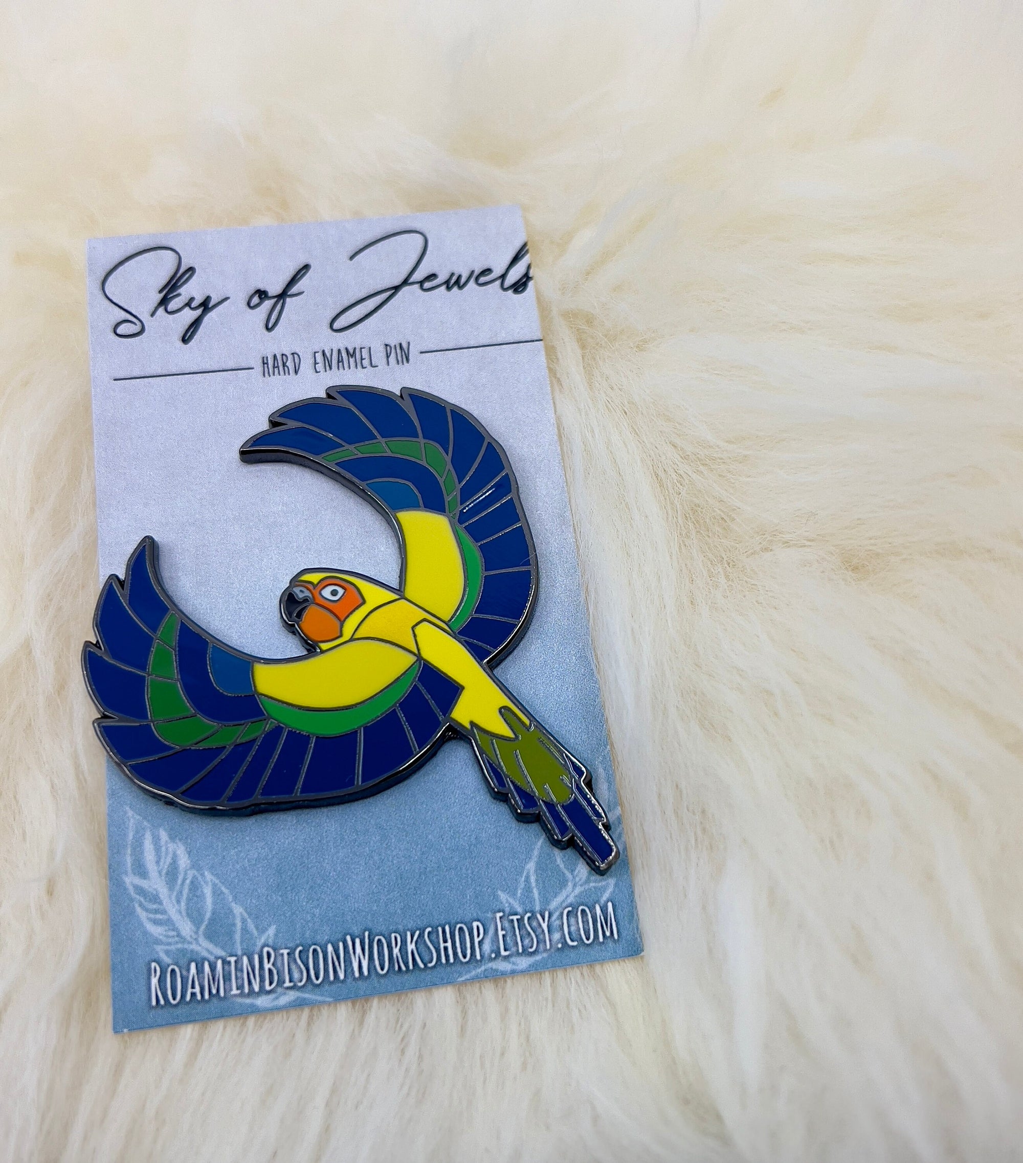 Sun Conure Hard Enamel Pin | Sun Conure Pin | Bird Pin | Art Deco