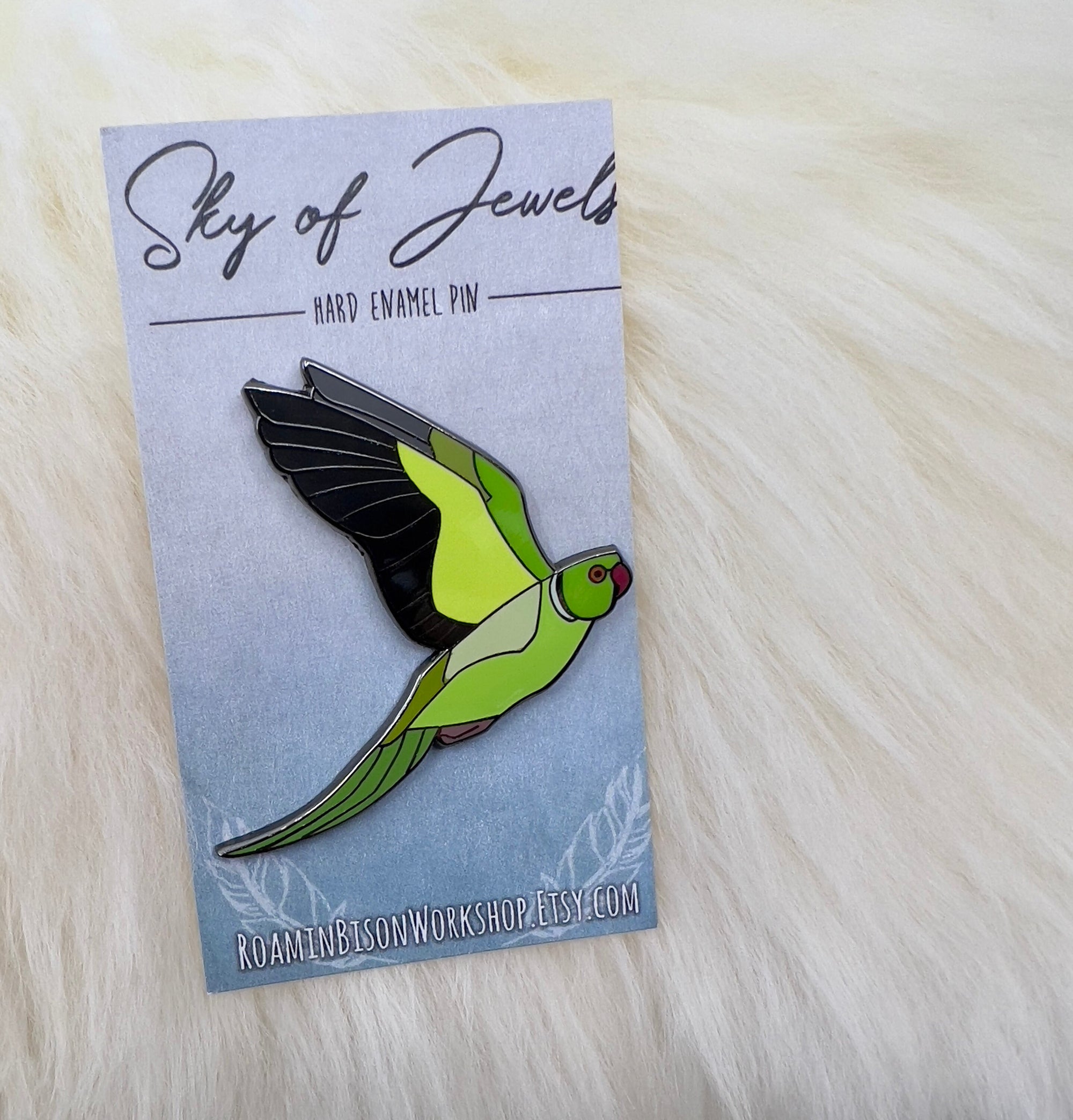 Indian Ringneck Parakeet Hard Enamel Pin | Bird Pin | Art Deco