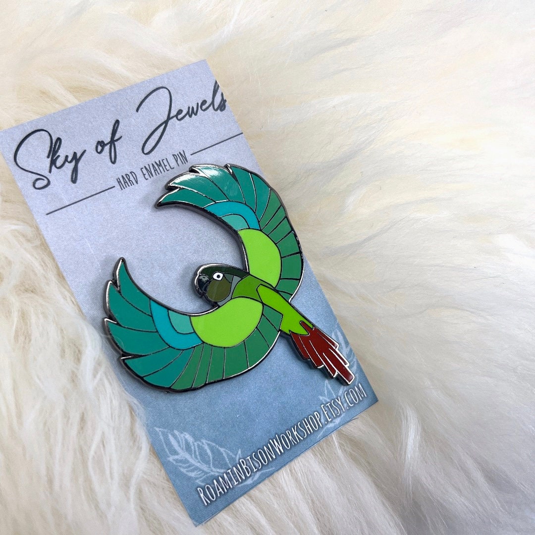 Green Cheeked Conure Hard Enamel Pin | Conure Pin | Bird Pin | Art Deco