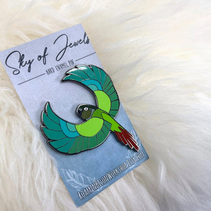 Green Cheeked Conure Hard Enamel Pin | Conure Pin | Bird Pin | Art Deco