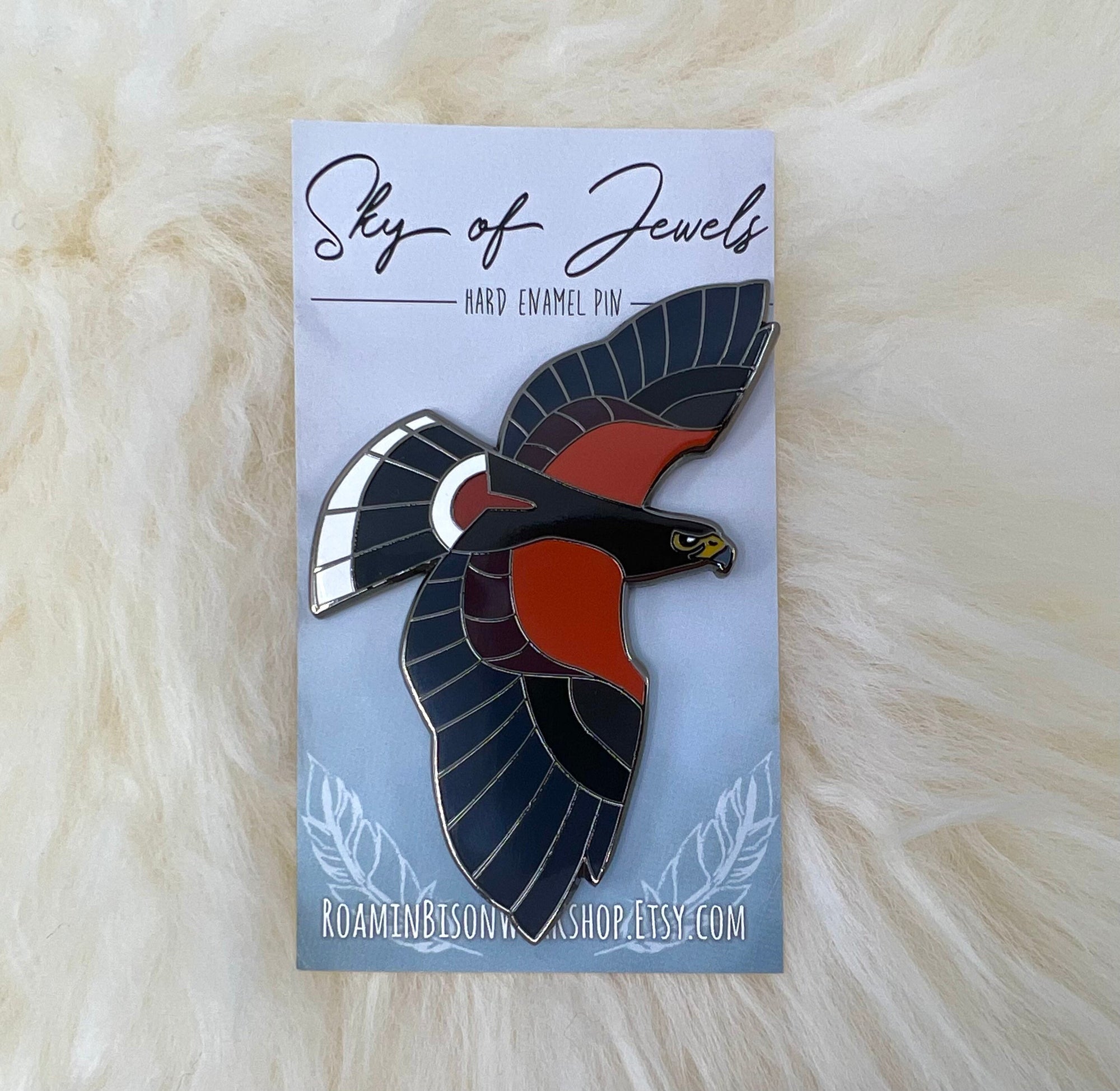 Harris Hawk Hard Enamel Pin | Hawk Pin | Bird Pin | Art Deco