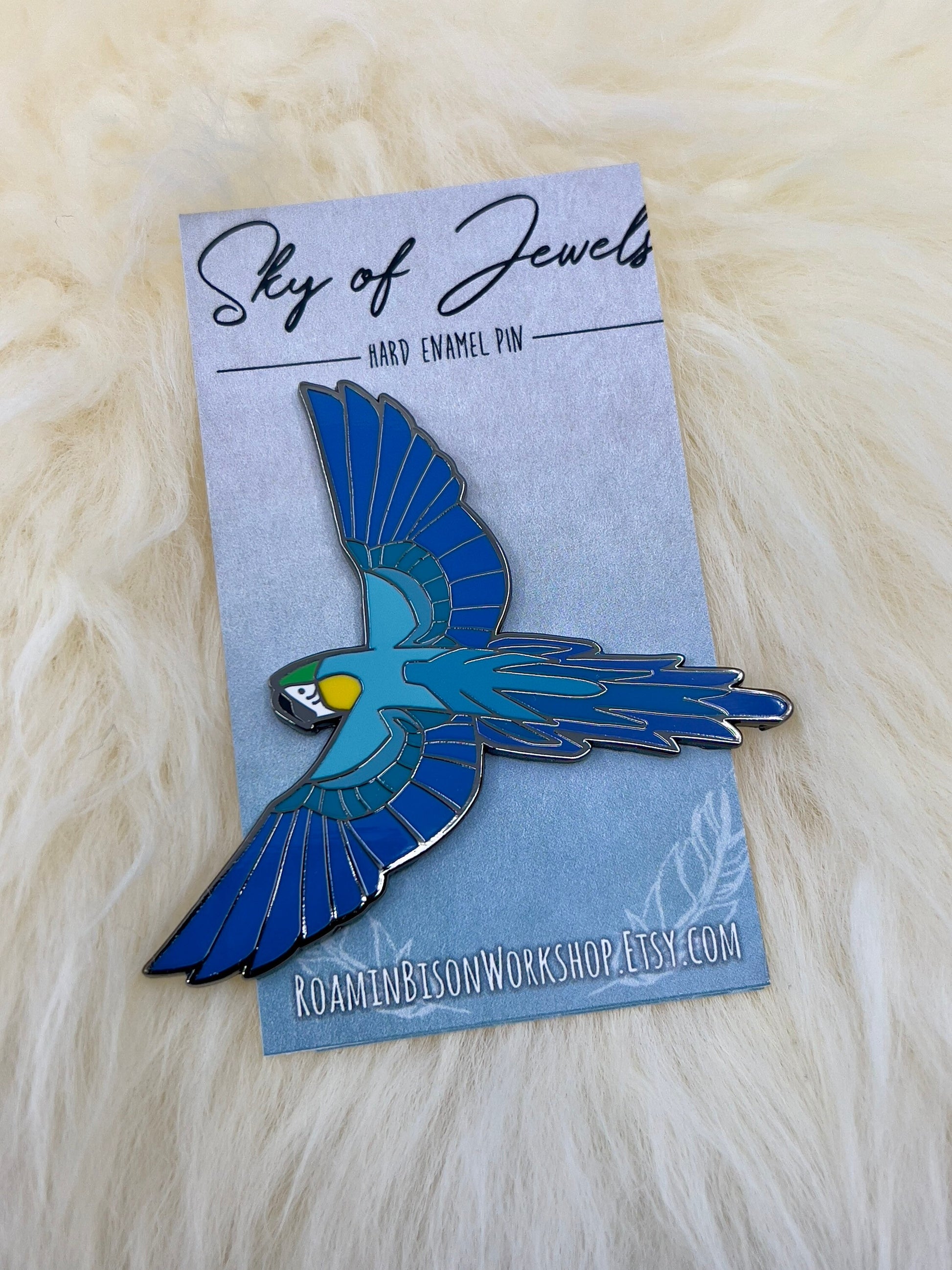 Blue and Yellow Macaw Hard Enamel Pin | Macaw Pin | Bird Pin | Art Deco