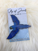 Blue Hyacinth Hard Enamel Pin | Macaw Pin | Bird Pin | Art Deco