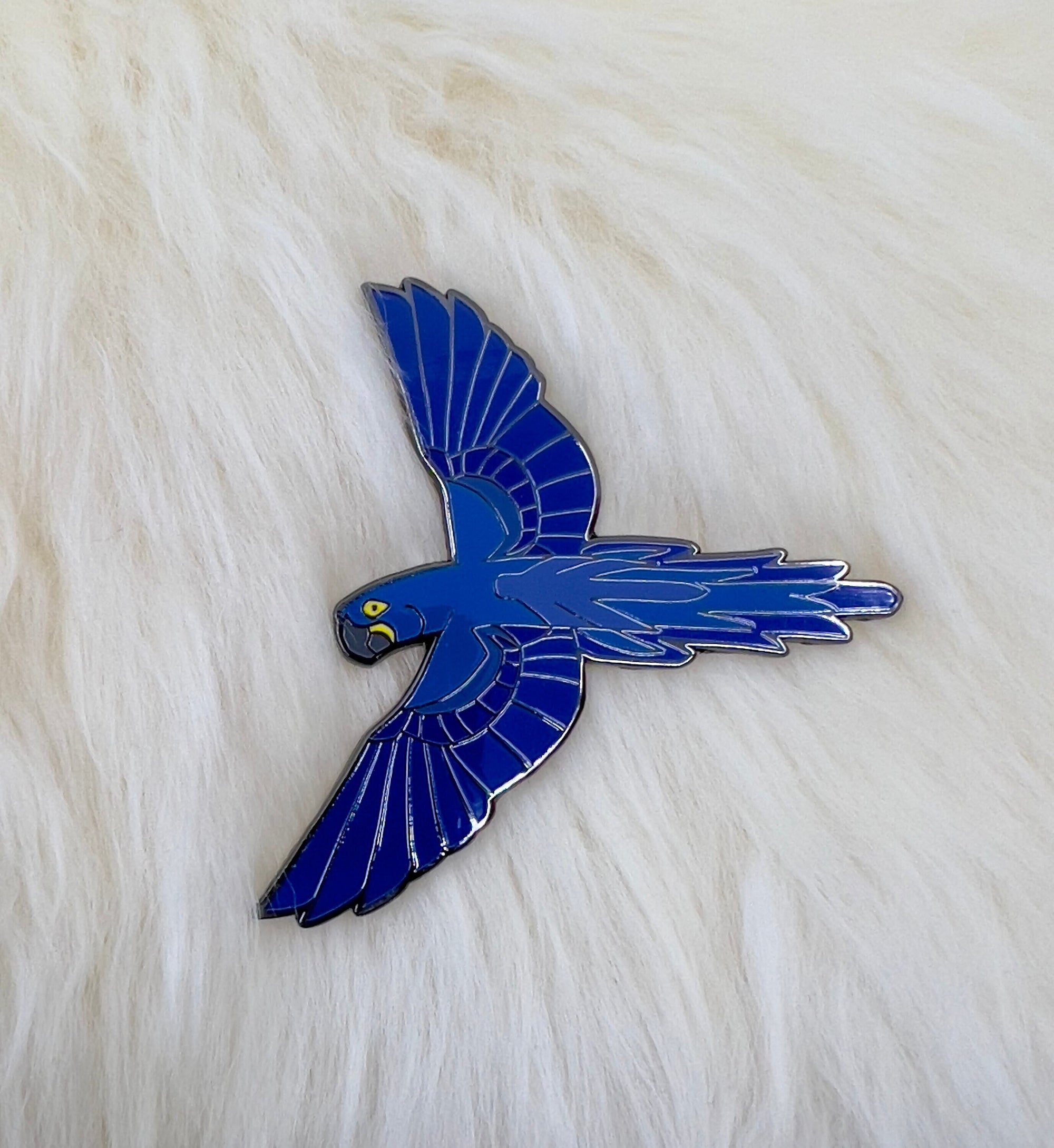 Blue Hyacinth Hard Enamel Pin | Macaw Pin | Bird Pin | Art Deco