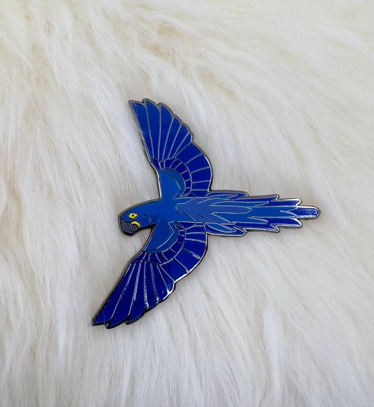 Blue Hyacinth Hard Enamel Pin | Macaw Pin | Bird Pin | Art Deco