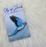 Blue Indian Ringneck Parakeet Hard Enamel Pin | Ringneck Pin | Bird Pin | Art Deco