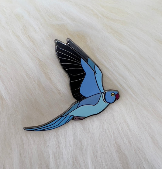 Blue Indian Ringneck Parakeet Hard Enamel Pin | Ringneck Pin | Bird Pin | Art Deco