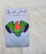 Rosy Faced Lovebird Hard Enamel Pin | Lovebird Pin | Bird Pin | Art Deco