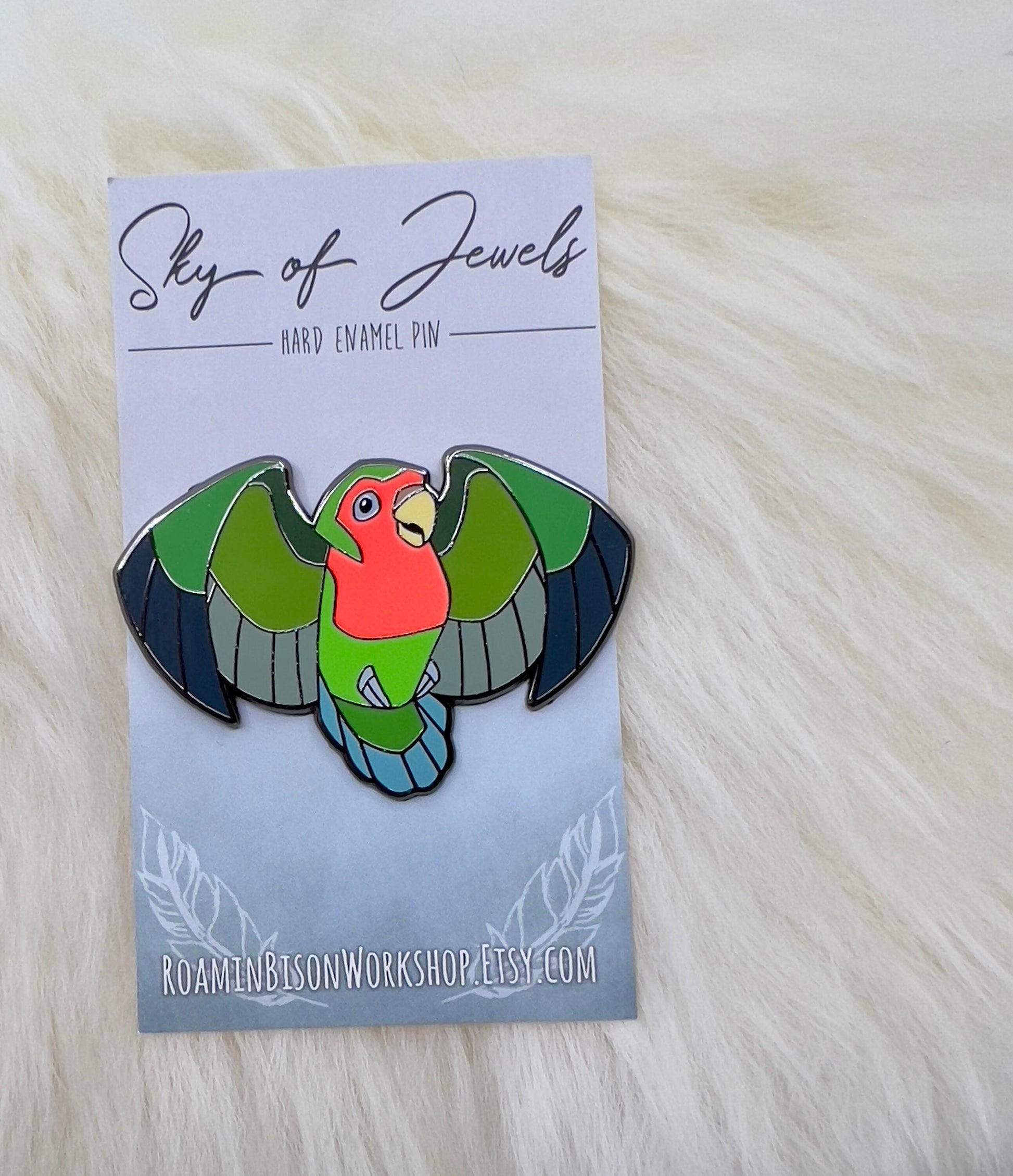 Rosy Faced Lovebird Hard Enamel Pin | Lovebird Pin | Bird Pin | Art Deco