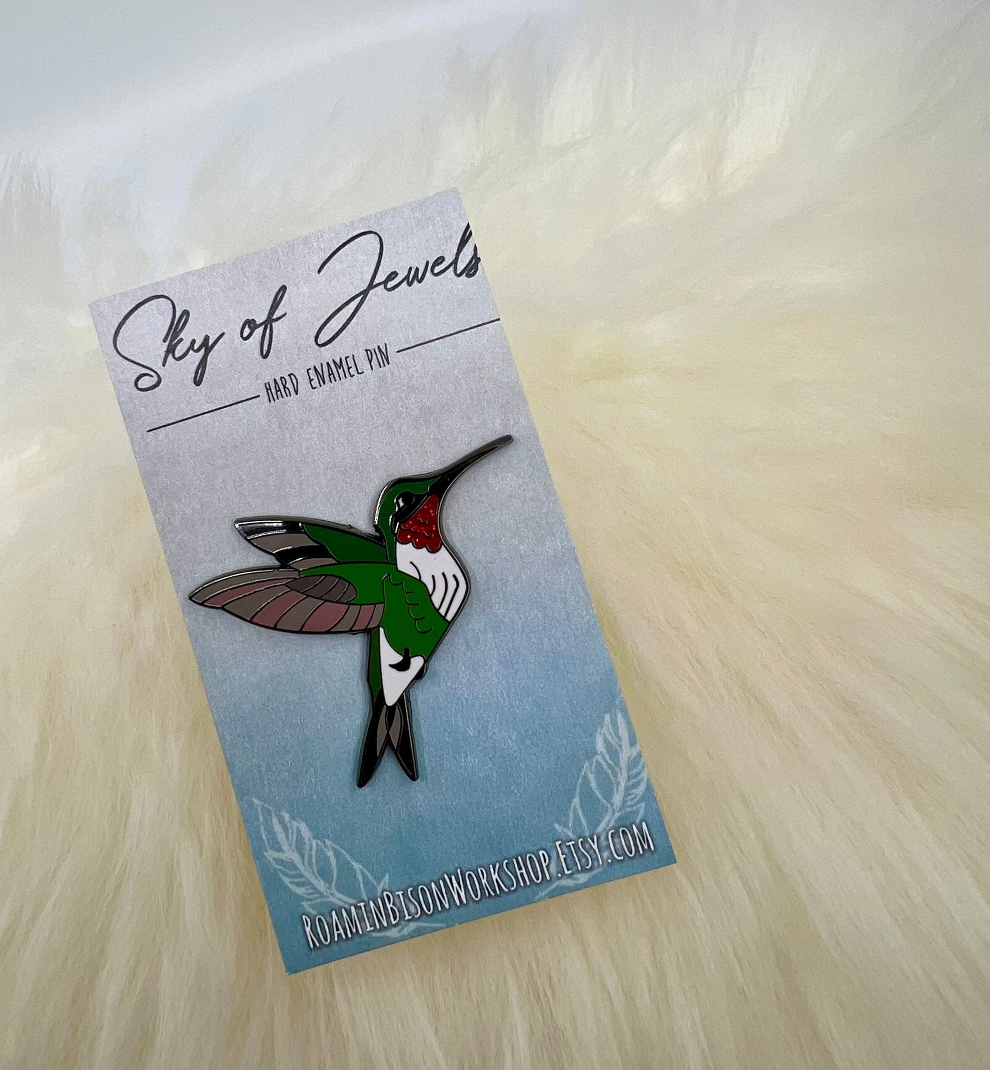 Ruby Throated Hummingbird Hard Enamel Pin | Hummingbird Pin | Bird Pin | Animal Pin | Art Deco