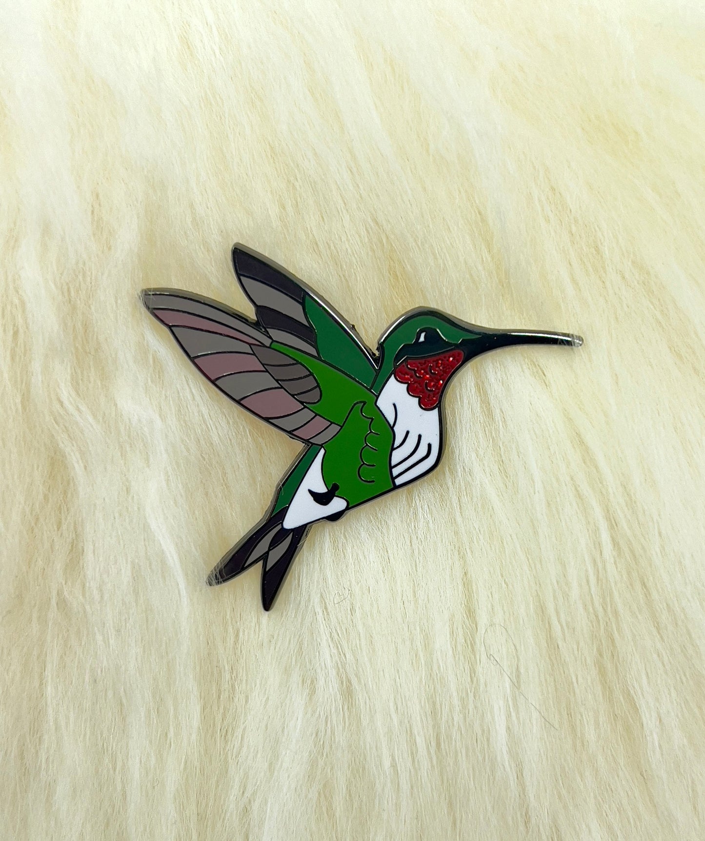 Ruby Throated Hummingbird Hard Enamel Pin | Hummingbird Pin | Bird Pin | Animal Pin | Art Deco