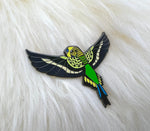 Green Parakeet Hard Enamel Pin | Budgerigar Pin | Budgie Pin | Bird Pin | Art Deco