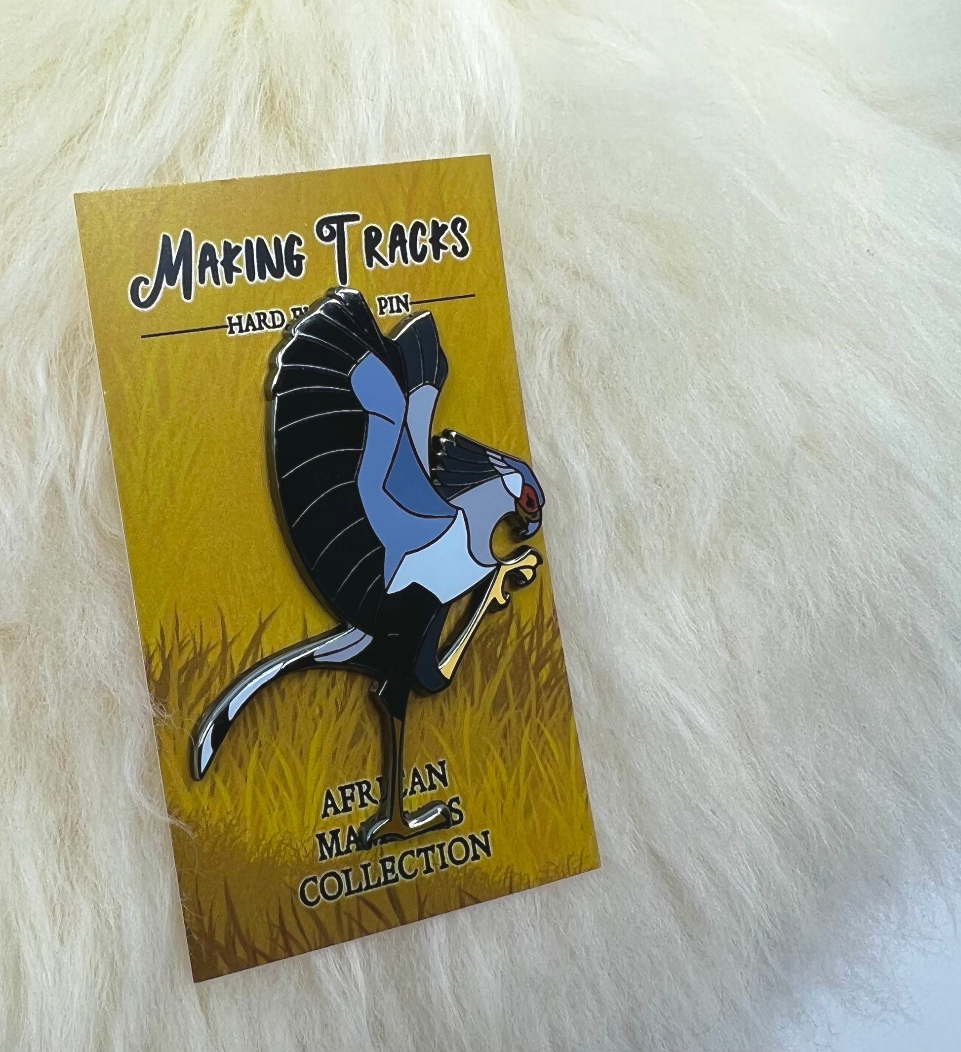 Secretary Bird Hard Enamel Pin | Secretary Bird Pin | Animal Pin | Art Deco