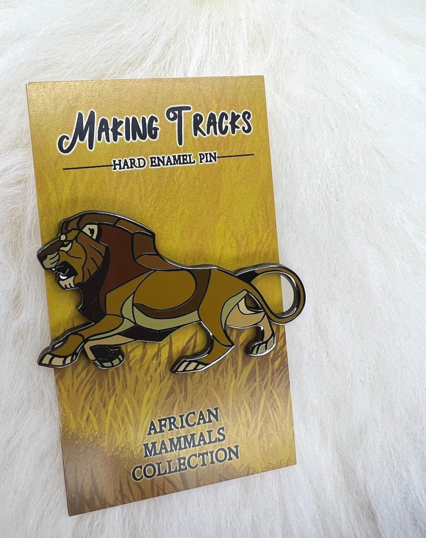 African Lion Hard Enamel Pin | Lion Pin | Animal Pin | Art Deco