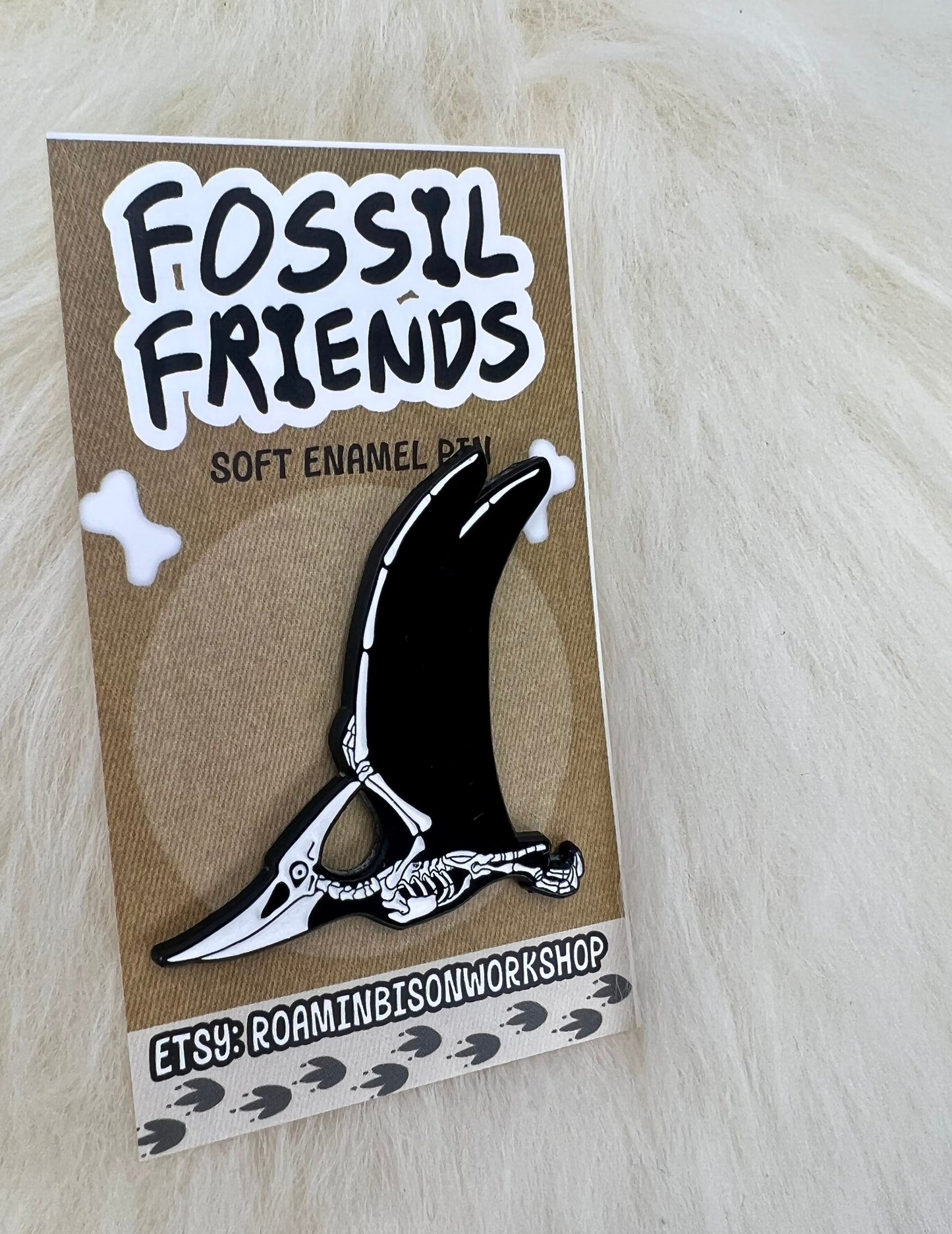 Pterodactyl Soft Enamel Pin | Dinosaur Pin | Fossil Pin
